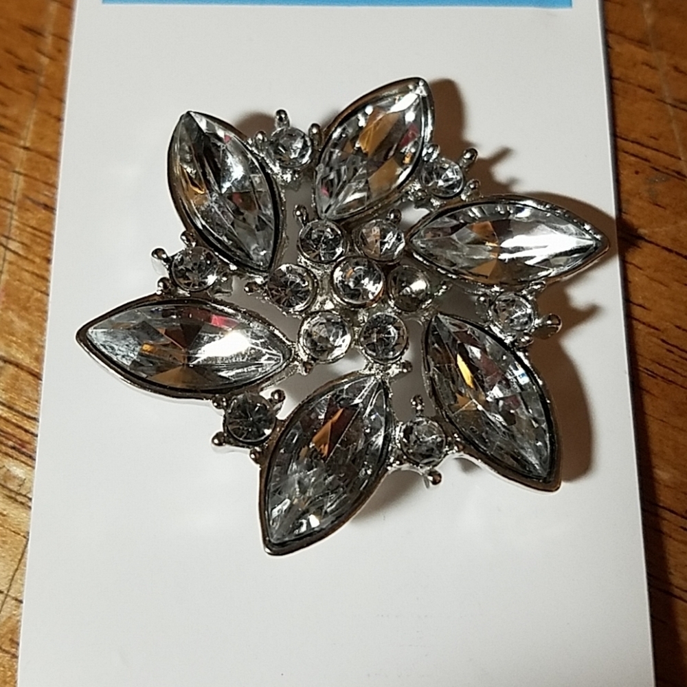 Silver Rhinestone Button 1.5"